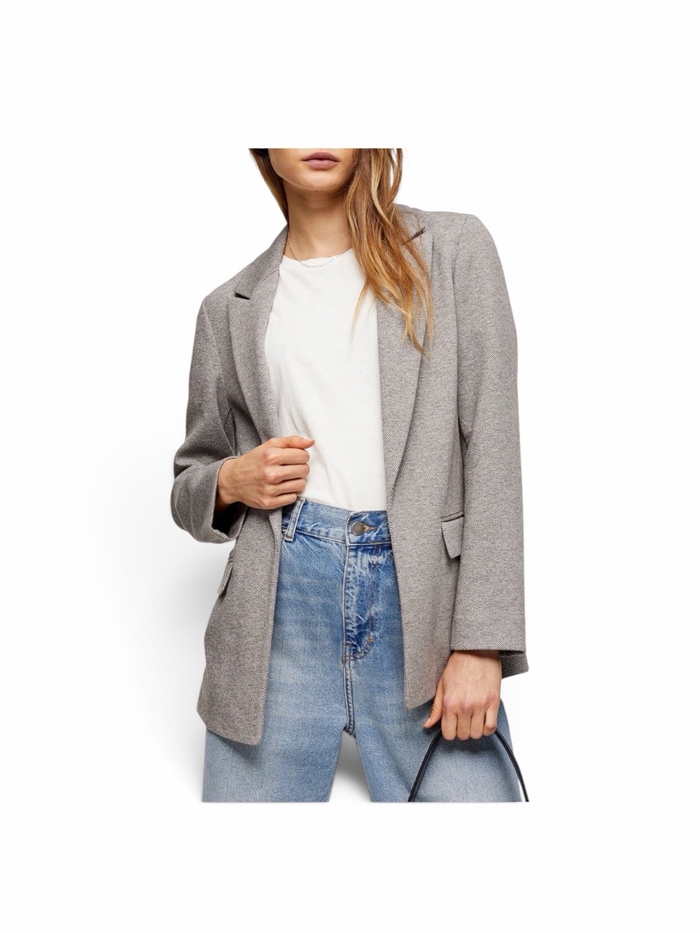 Topshop Slouchy Knit Marled Preppy Blazer Jacket Size 10
